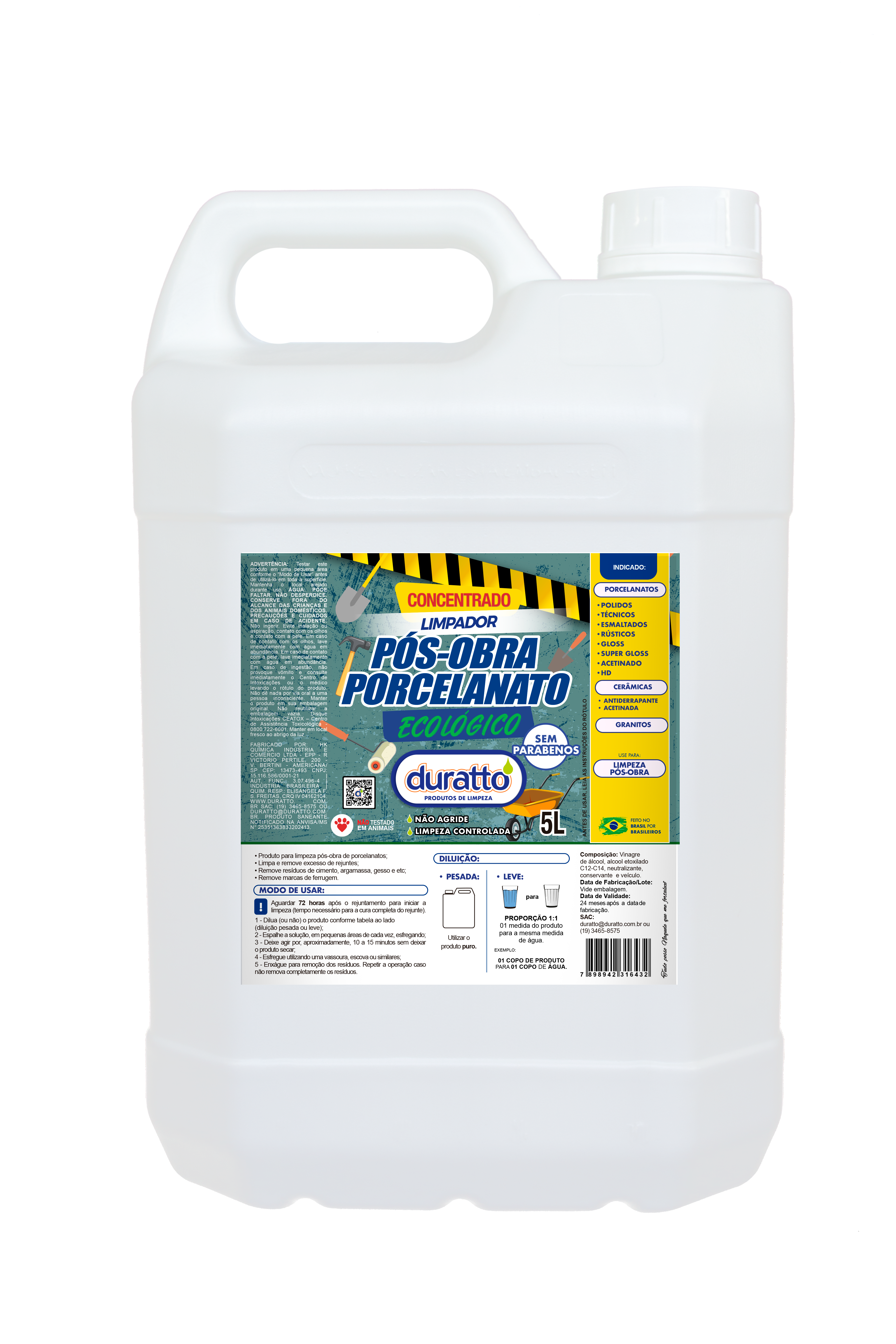 5L Limpador Pós-Obra Porcelanato Ecologico 120 x 120mm (1)